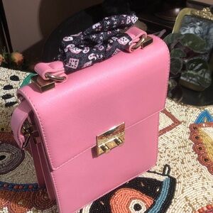 Zara Pink Structured Crossbody with Scarf Detail